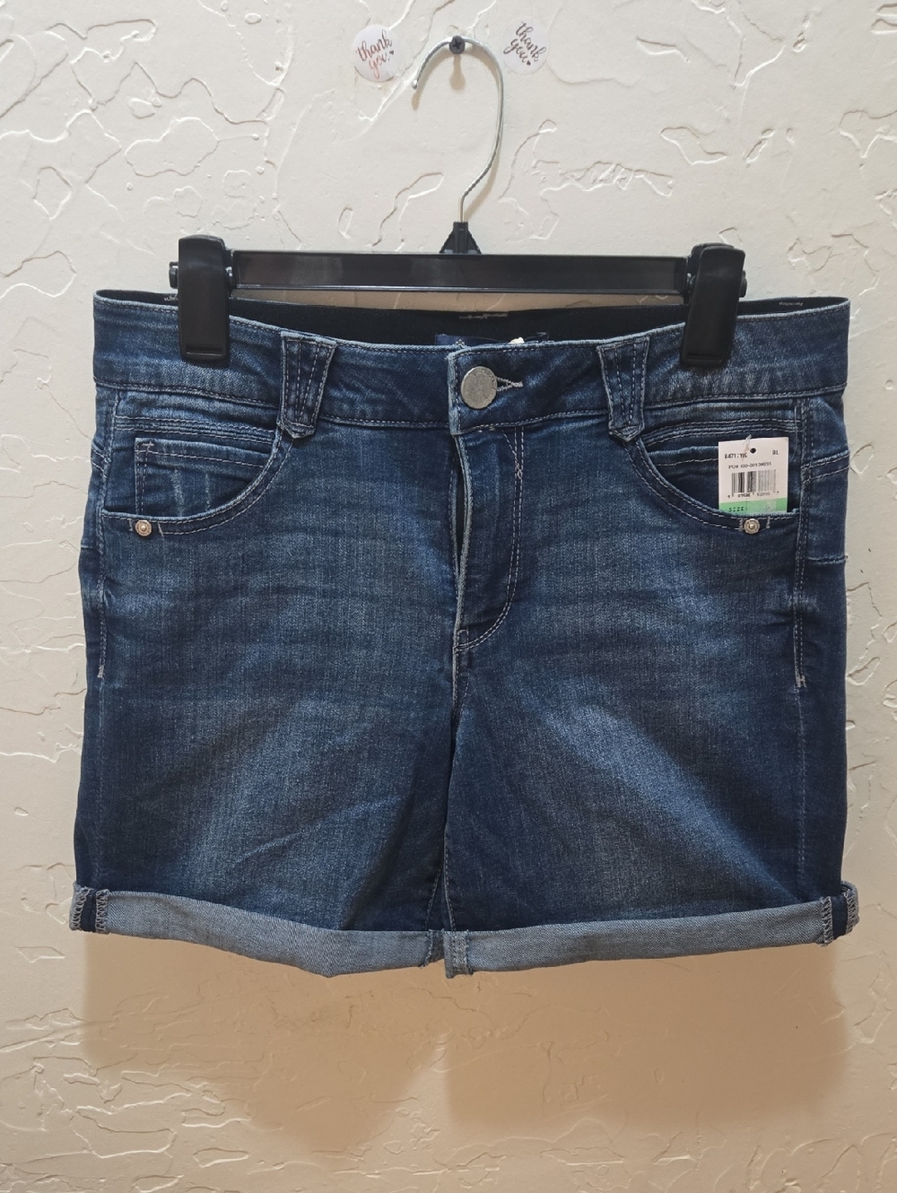 Democracy Dark Blue Roll-Cuff Denim Shorts